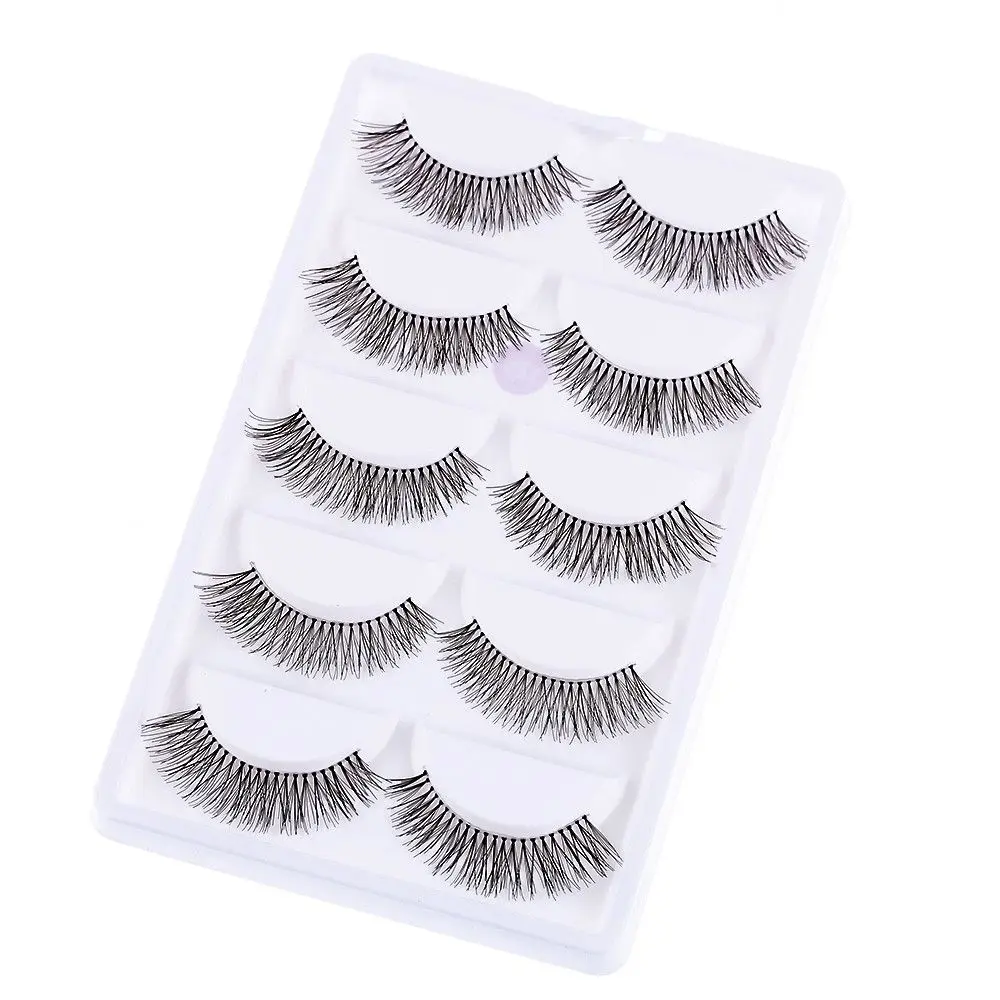 

5 Pairs Beauty Thick Cross Eye Lashes Extension Handmade Black False Eyelashes