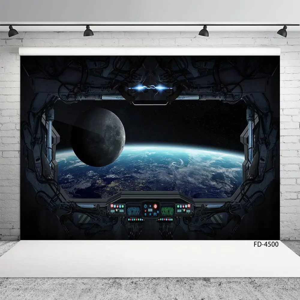 Spaceship Earth Photo Background Customized Studio Backdrop for Children Baby Science Fiction Party Photoshoot Photography Props