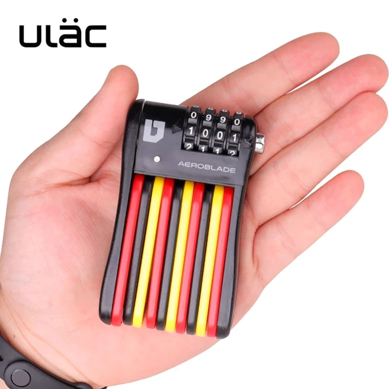 ULAC Folding Bicycle Lock Bike Password Lock Anti-thief Lock Bicycle Steel Lock Scooter Lock Portable MTB Bike Cable Locks