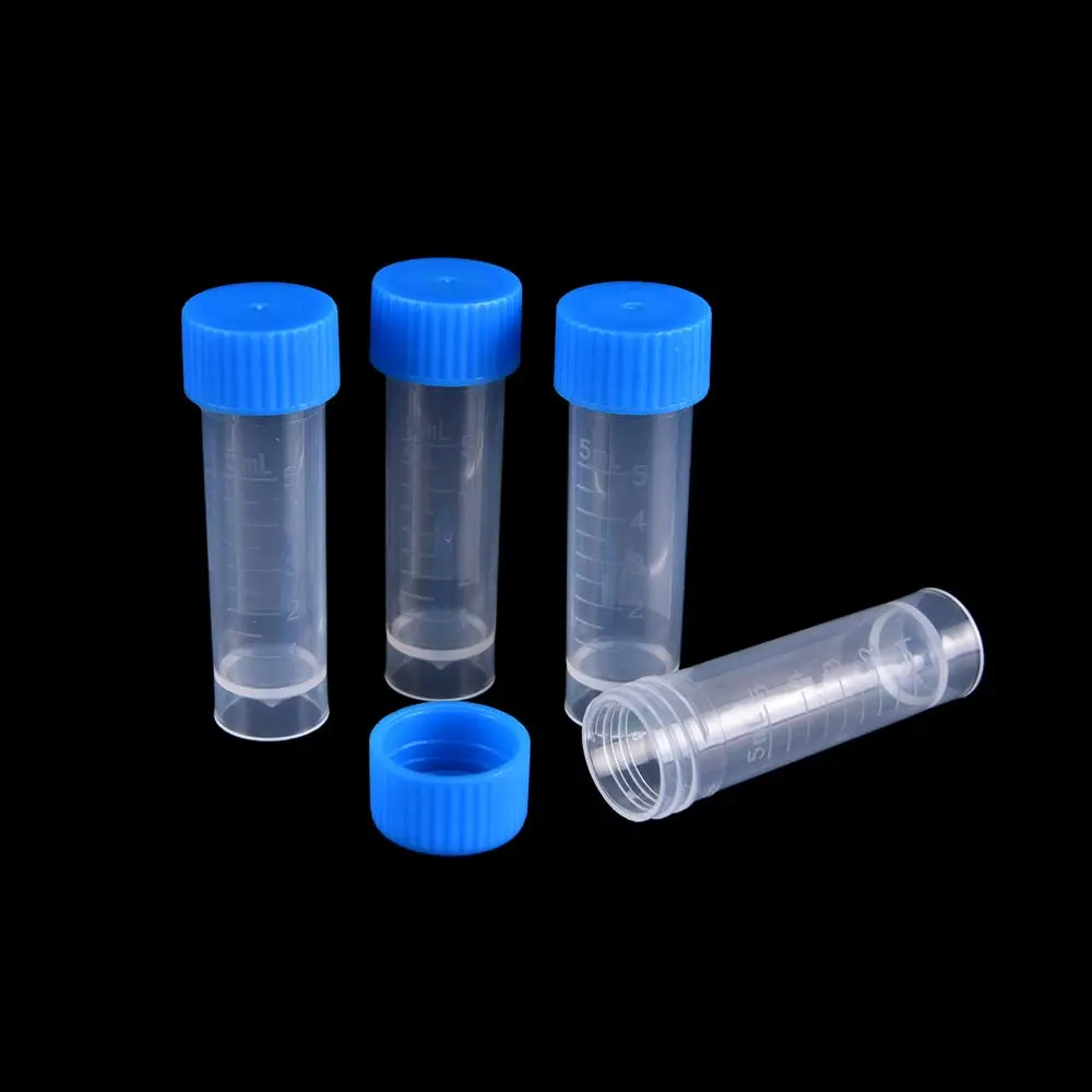 Chemistry Plastic Test Tubes Vials Seal Caps Pack Container For Office School Chemistry Supplies 10PCS * 5ml