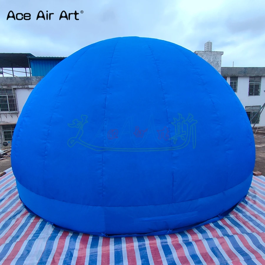 Fabbrica di tende gonfiabili per fioriera a cupola di colore blu con un anello personalizzato in tessuto Oxford Ace Air Art direttamente con ventilatore d'aria gratuito