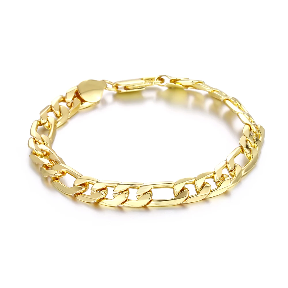 8MM 3: 1 silver color gold color figaro bracelet fashion men cuban chain bracelet length 20cm new arrival drop shipping