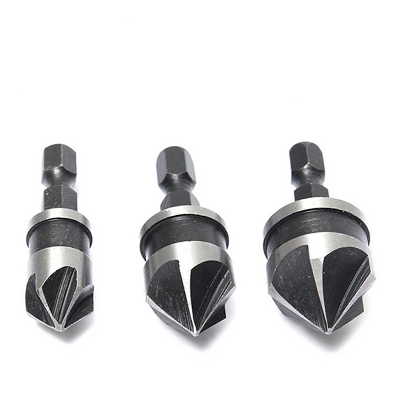 3pcs Hex Countersink Boring Set for Wood Metal Quick Change Drill Bit Tools 3pcs Hexagonal Shank Carbon Steel