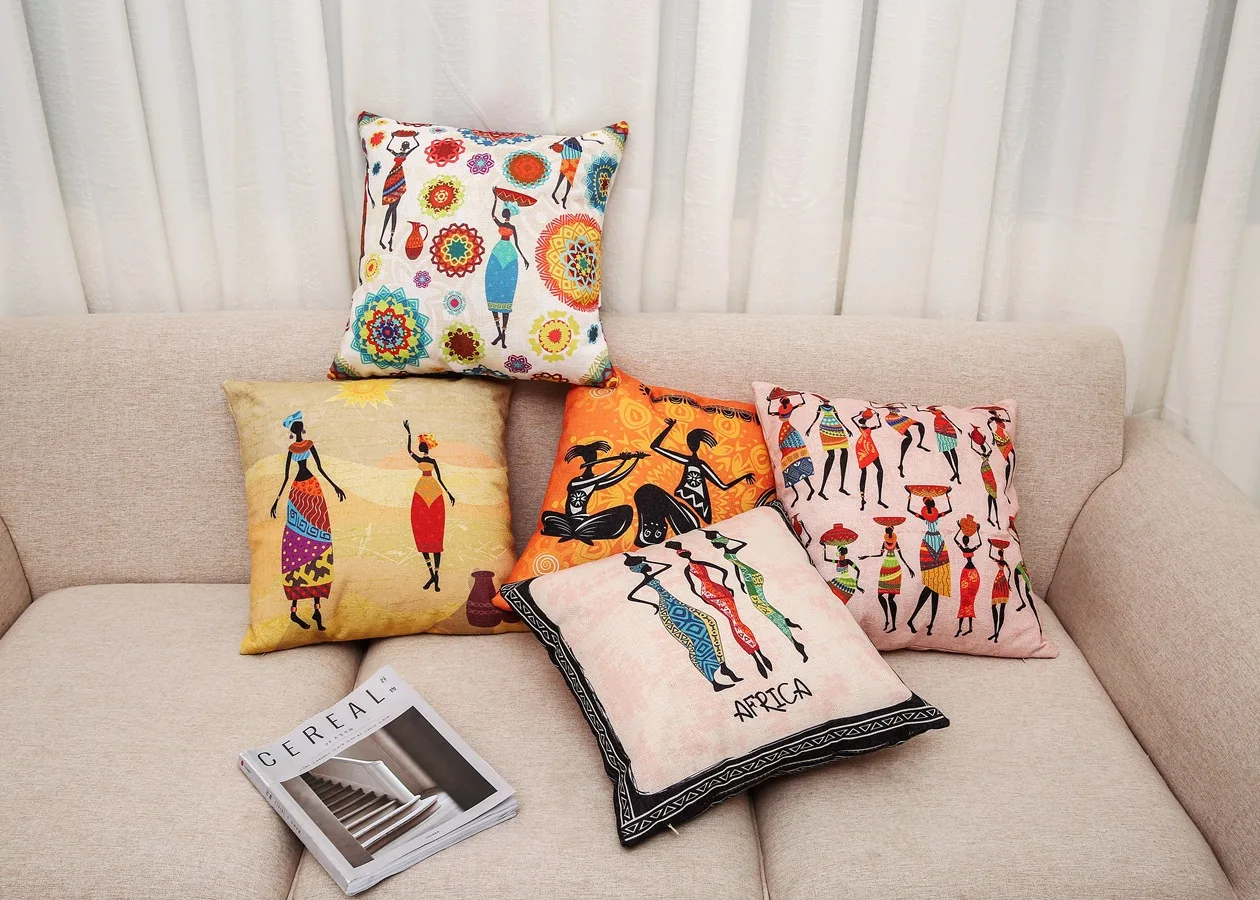 new home decoration African characters coreless sofa pillowcase cushion 45cm (coreless)