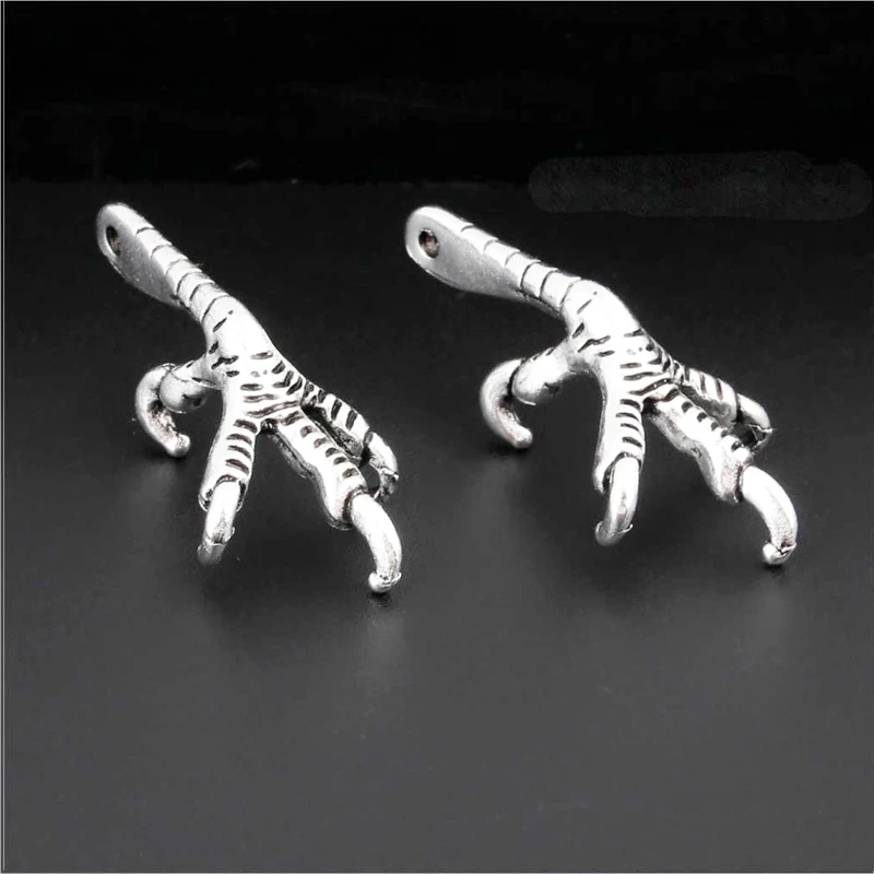 5Pcs Silver Color Eagle Claw Charms Animal Paw Pendant Making Metal Choke Necklaces Handmade Jewelry Supplied 33X16mm