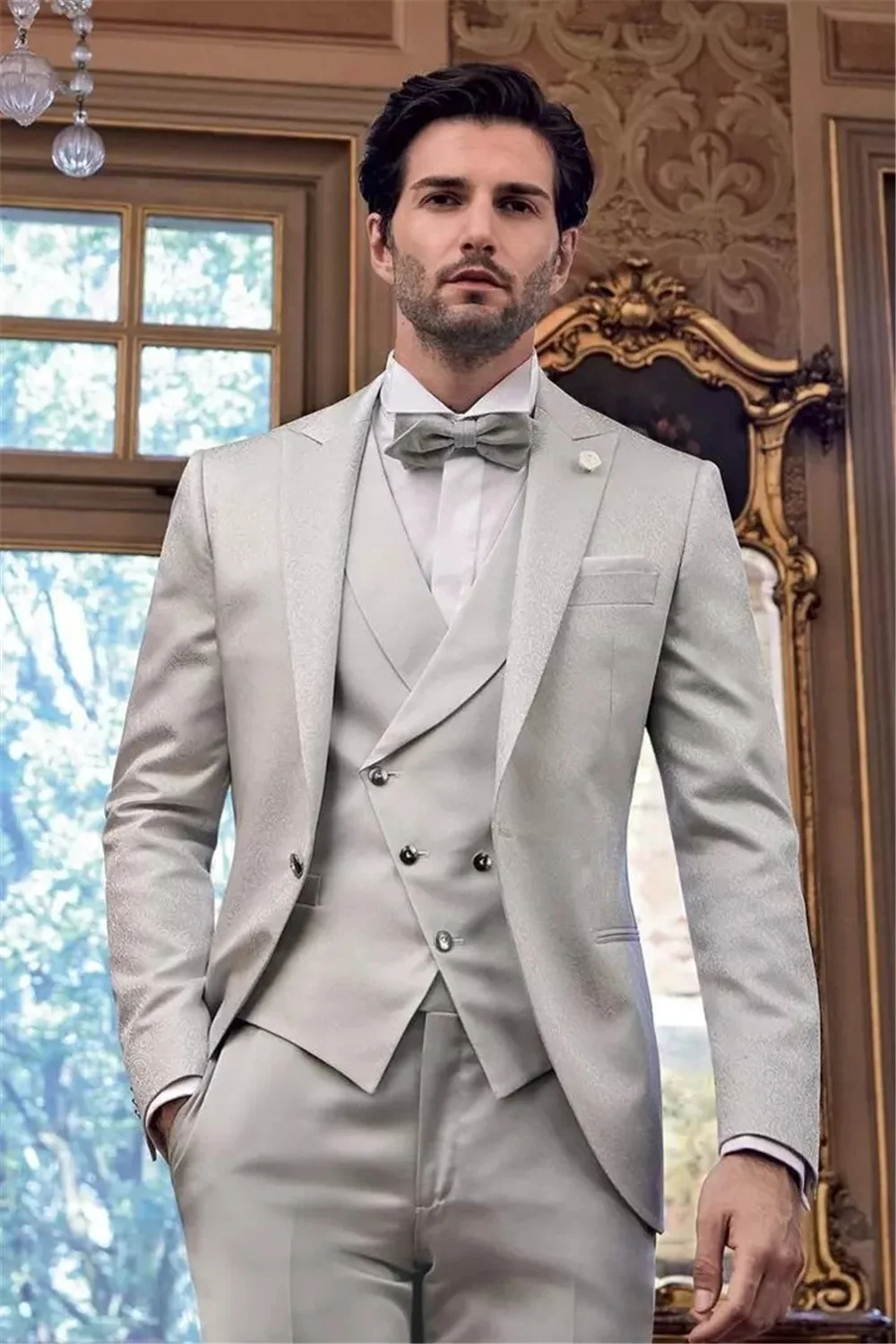 3 Pieces Set (Pants + Blazer + Vest) New Designed One Button Tuxedos Wedding Groomsmen Party Prom Business Daily Jacket