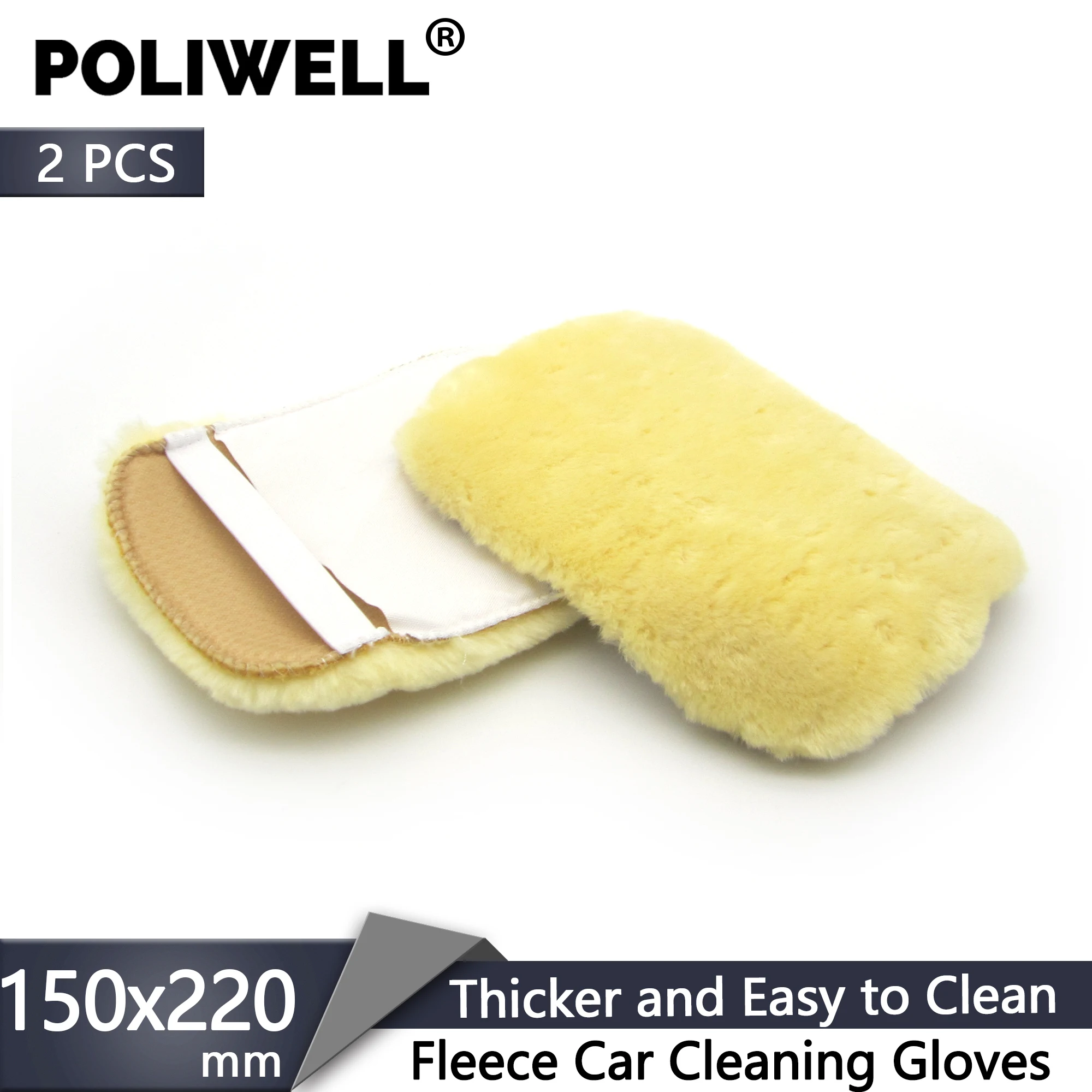 

POLIWELL 2PCS Thick Woolen Fleece Car Wash and Wipe Car Gloves Household Dust Cleaning Tools