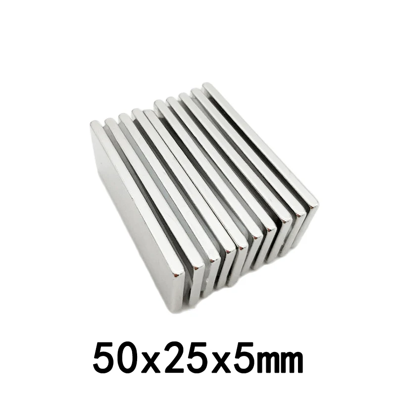 1/2/3PCS 50x25x5mm N35 Super Strong Neodymium Magnets Block Permanent Magnet 50x25x5 mm NdFeB Powerful Magnetic 50*25*5mm