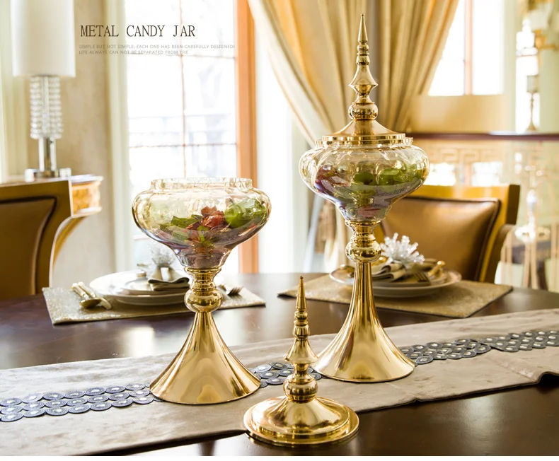 

Hot Selling High Quality Classical Glass and Metal Home Accessories Vintage Luxury Jar