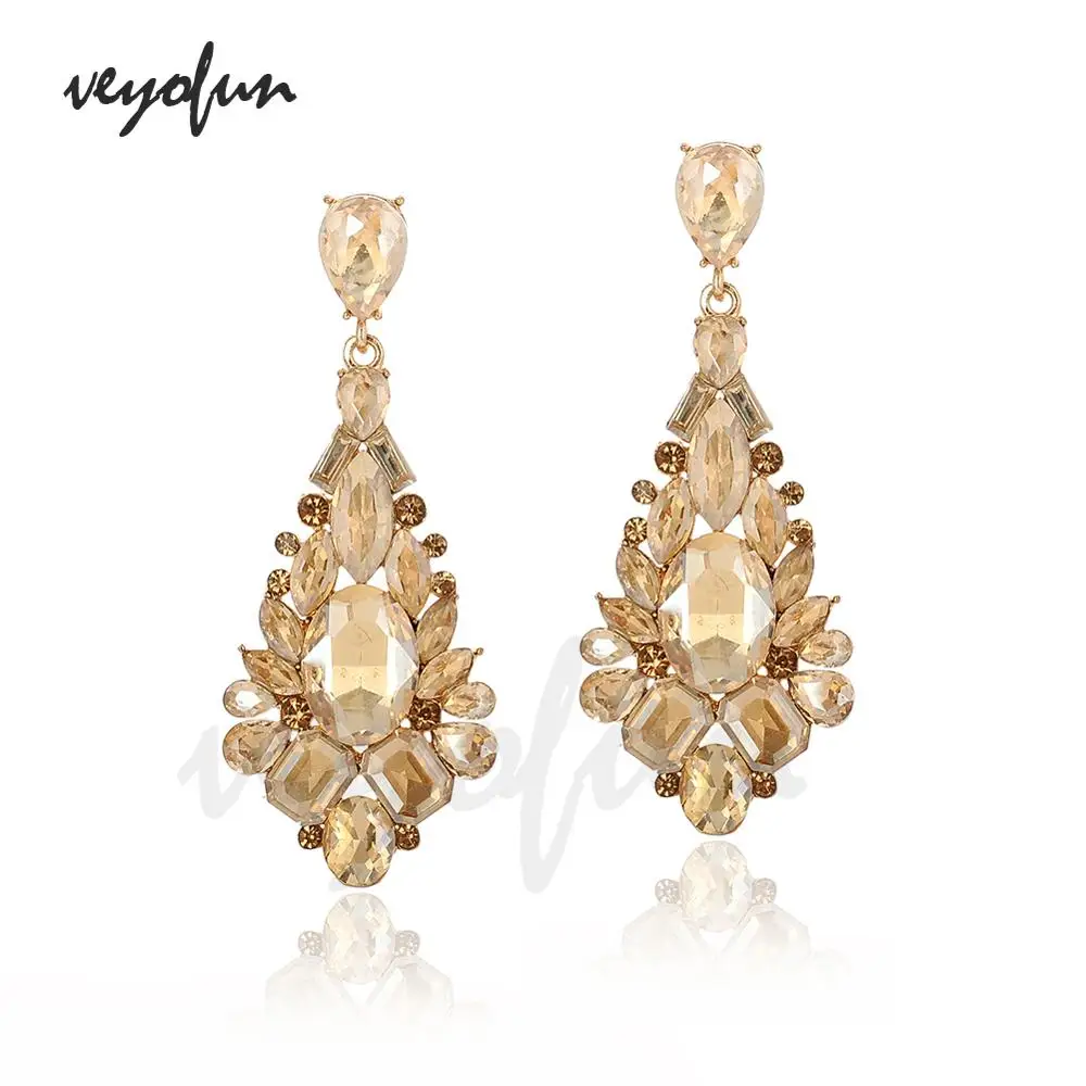 Veyofun Classic Luxury Crystal Dangle Earrings Wedding Long Drop Earrings Fashion Jewelry for Women New 2020