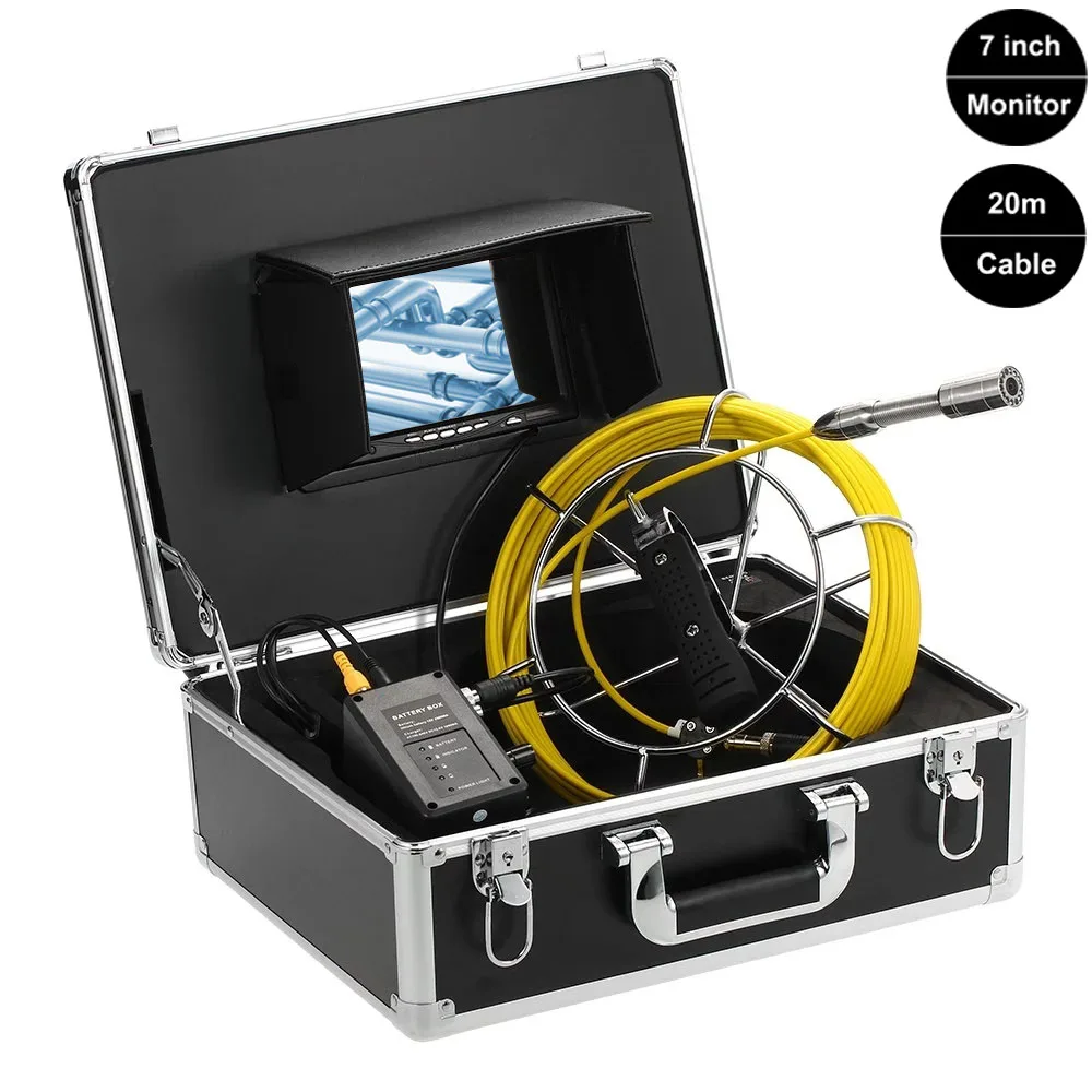 

1000TVL 23mm Lens Industrial Endoscope 20M Cable Handheld Pipe Inspection Camera 7" LCD Drain Plumbing Wall Inspection System
