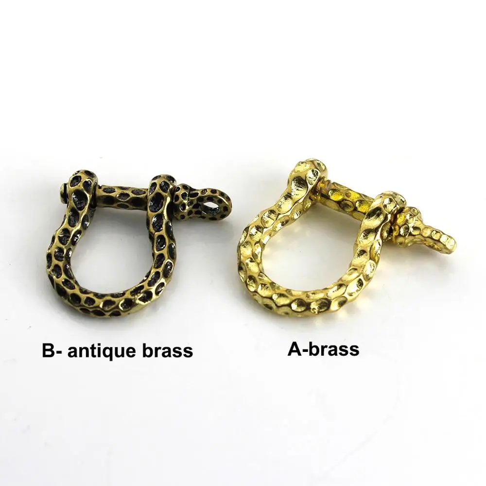 Solid brass D bow shackle key chain ring Fob clip connecting hook Leather craft DIY accessories