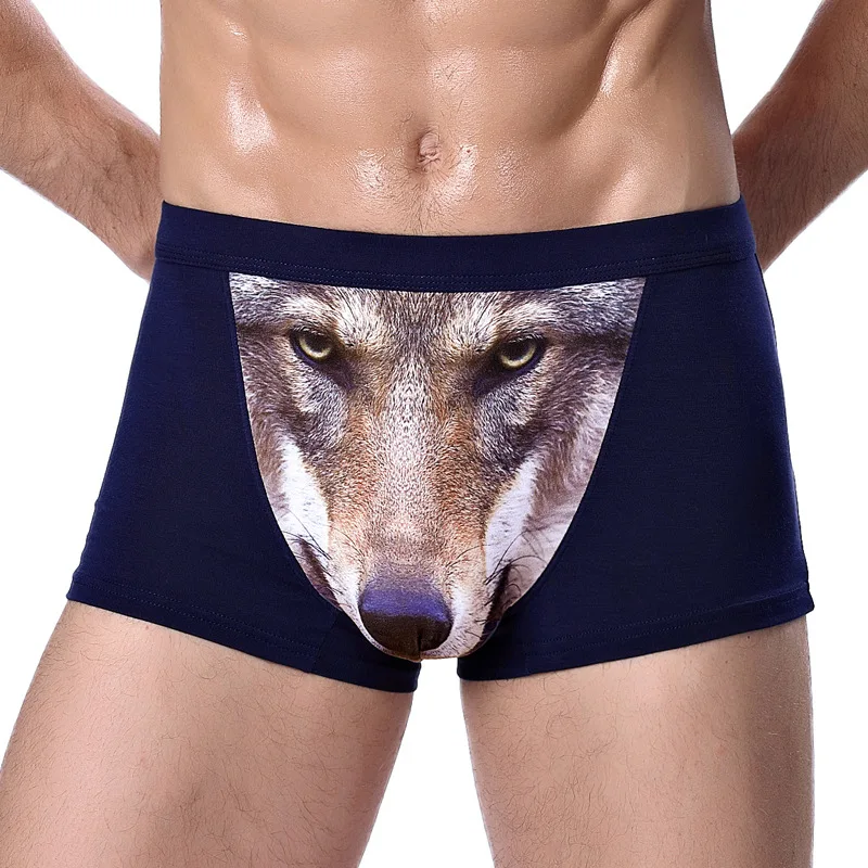 Men Underpants Modal men\'s funny panties with wolf boxer shorts mens sale Pouch Bulge boxers man Cartoon underwear for men