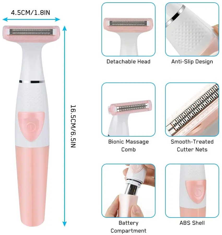 Women Electric Shaver Cordless Hair Removal Trimmer for Face Leg Armpit Arm Bikini Line Body Personal Groomer Razor