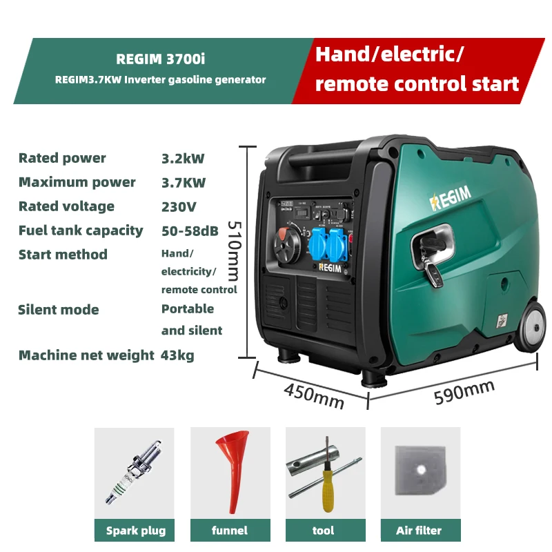 3.7KW 212CC gasoline generator, 230V silent frequency conversion household small outdoor car single-phase generator RGM3700i