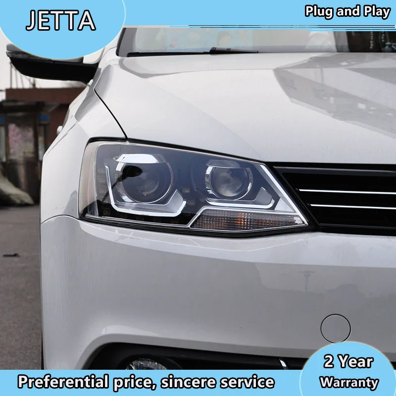 

Стайлинг автомобиля для фар VW Jetta 2012-2015 Jetta светодиодные фары головная лампа Светодиодные ДХО проектор фары H7 hid Биксеноновые линзы