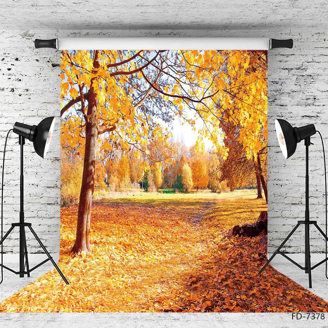 Photo Backdrops Autumn Park Fallen Leaves Computer Printed Photography Backgrounds for Children Portrait Photophone Studio Props