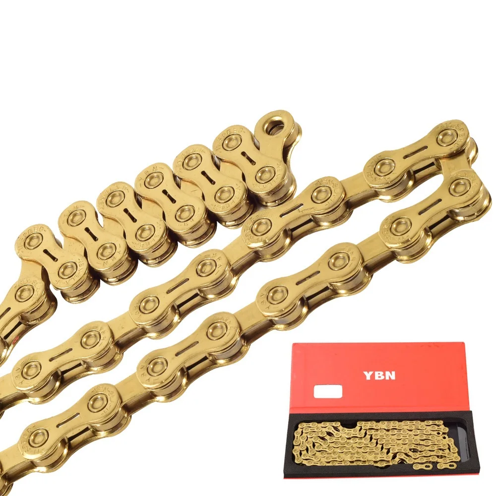 YBN 11 Speed Bicycle Chain SLA GH11-TIG 116L 11S 22S Half Hollow MTB Mountain Road Bike Golden Chain For SRAM Shimano Campanolo