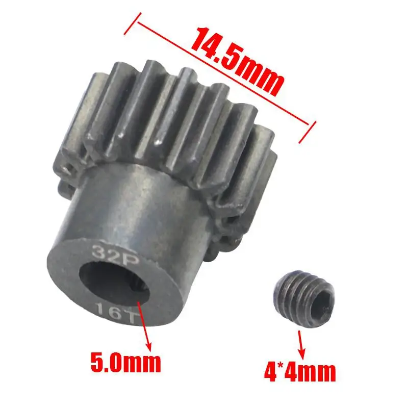 AJRC 32P M0.8 5mm 13T 14T 15T 16T 17T 18T 19T 20T 21T Zwart staal metalen Rondsel Motor Gear Voor 1/10 slash TRX4 Rc Model Auto Motor