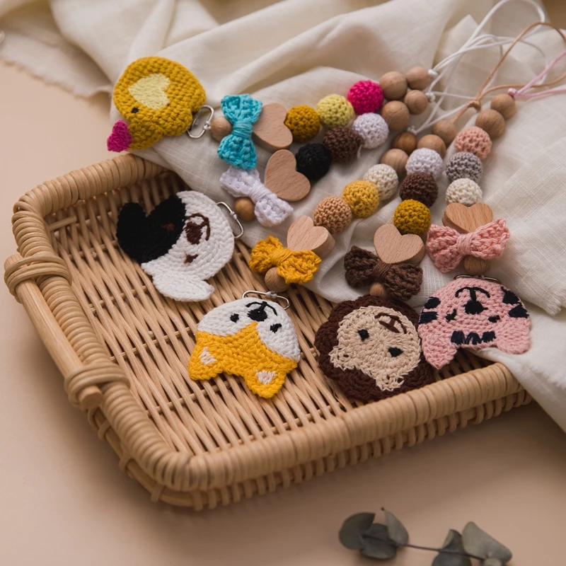 1pc Baby Pacifier Clip Chain Wooden Holder Cartoon Animal Soother Pacifier Clips Elephant Nipple Holder For Infant Feeding Toys