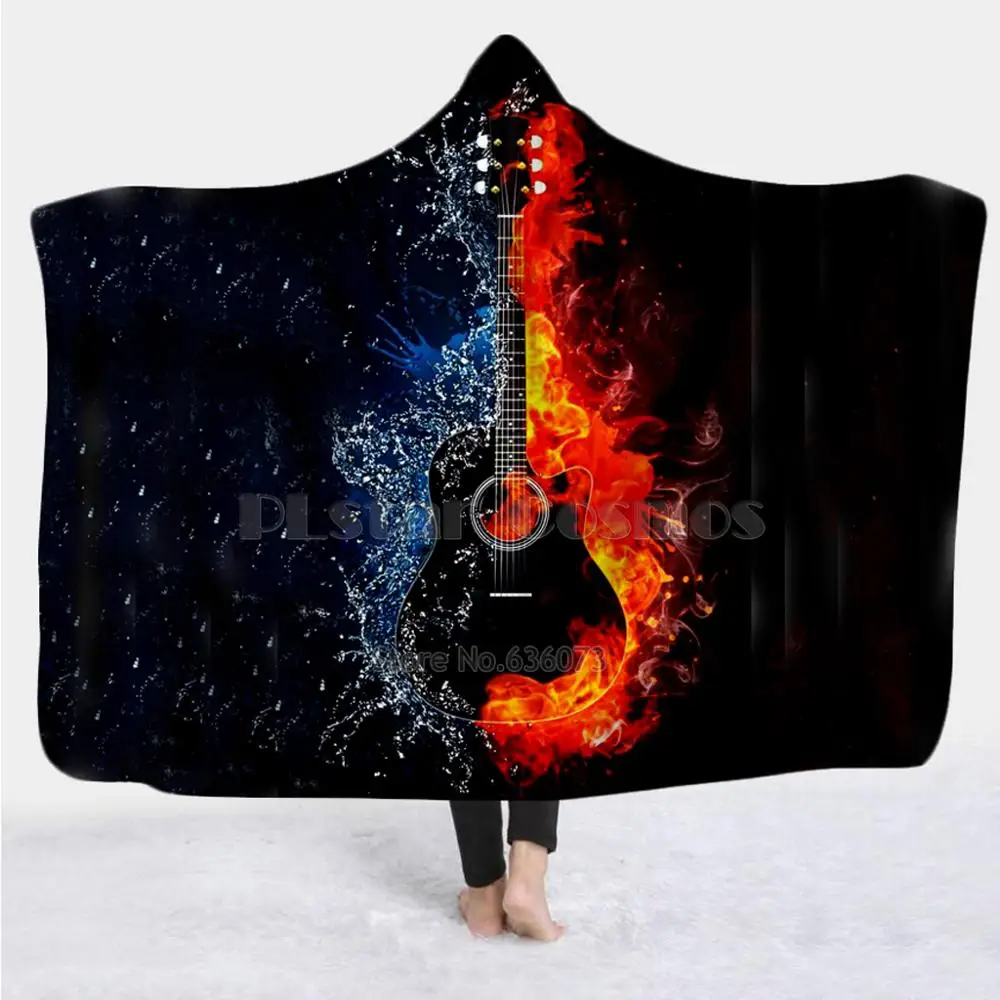 Violin Guitar art Musical instrument Blanket Hooded Blanket 3D full print Wearable Blanket Adults men women Blanket style-7