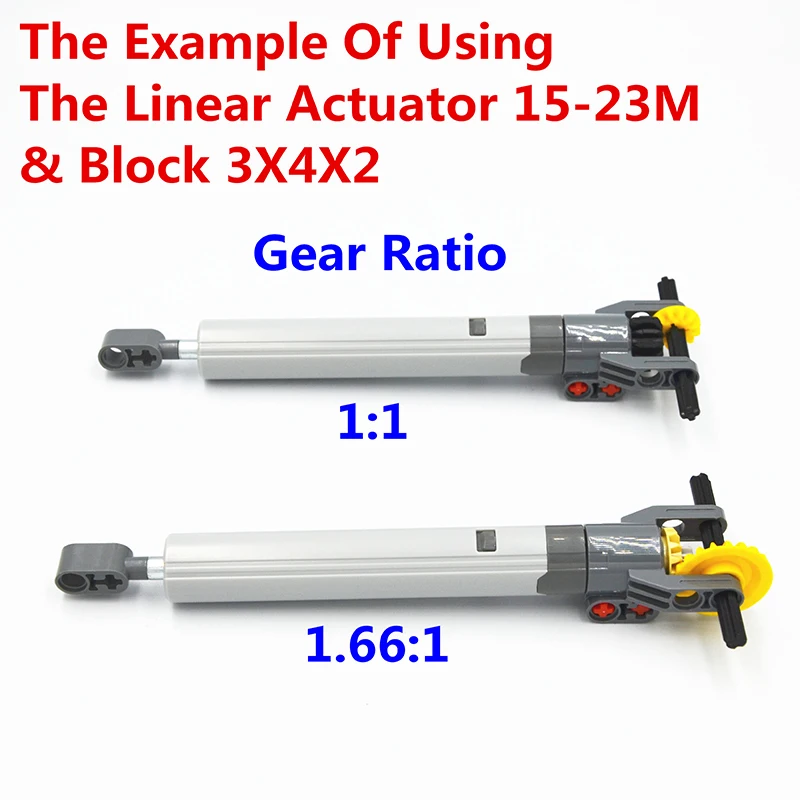 MOC Building Blocks Technical Parts 1pcs LINEAR ACTUATOR 15-23M & 1pcs Block 3X4X2 compatible with Lego 40918+61904 for Boys Toy