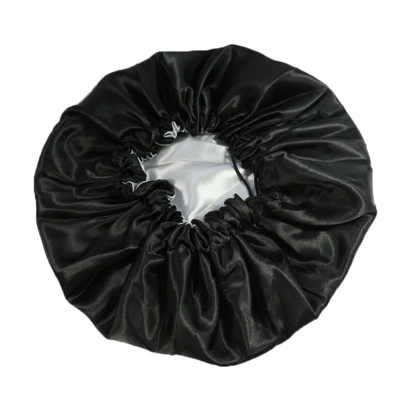 Extra Große Satin Bonnet Doppel Schicht Satin Gefüttert Einstellbare Kordelzug Seide Schlafen Kappe Haar Schutz Kappe Motorhaube Für Frauen – Detail 7