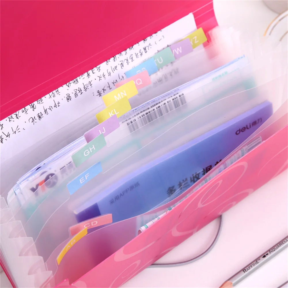 A6 Organ Bag Expanding File Folder Candy Colors Document Folders Students School Supplies Organizer School Office Binder