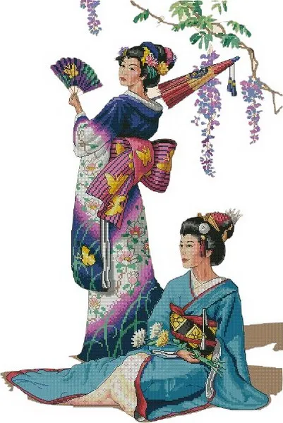 Jewels of the Orient Oriental Geisha Top Quality Cross Stitch Kits 14CT Unprinted Sewing Kit Embroidered Art Handmade Home Decor