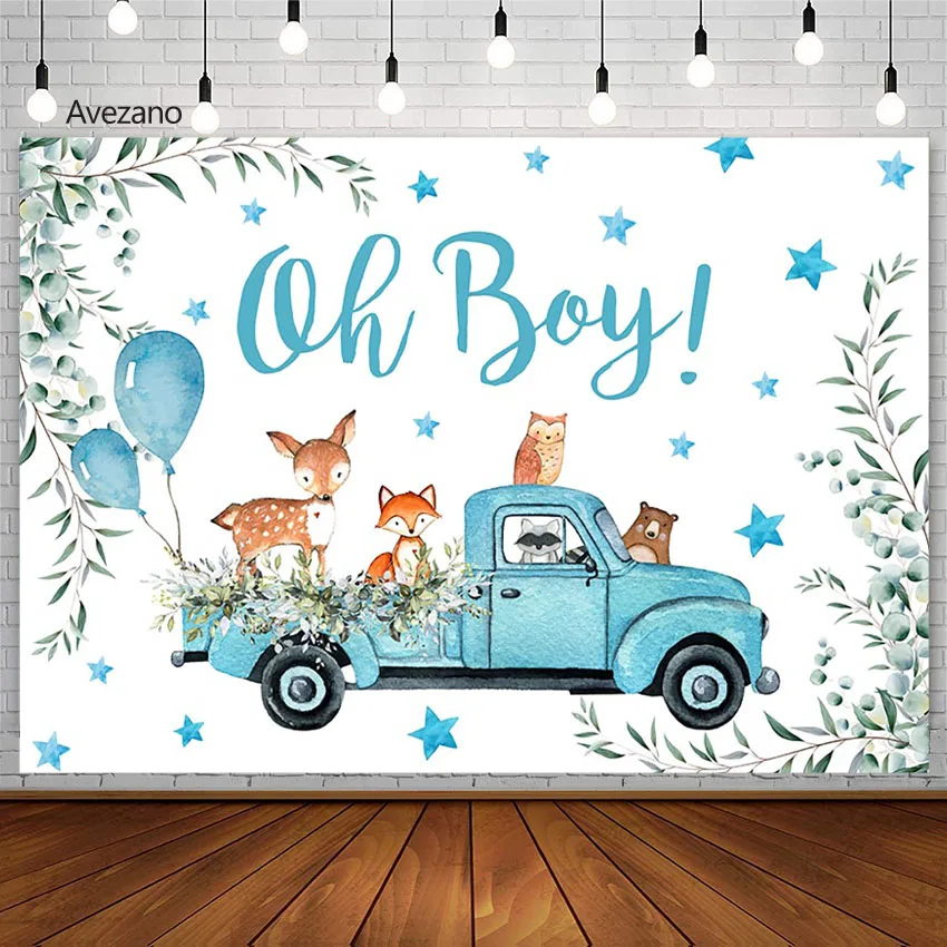 Avezano Junge Geburtstag Fotografie Hintergrund Baby Dusche Grünland Lkw Tiere Partei Banner Kulissen Foto Studio Photozone