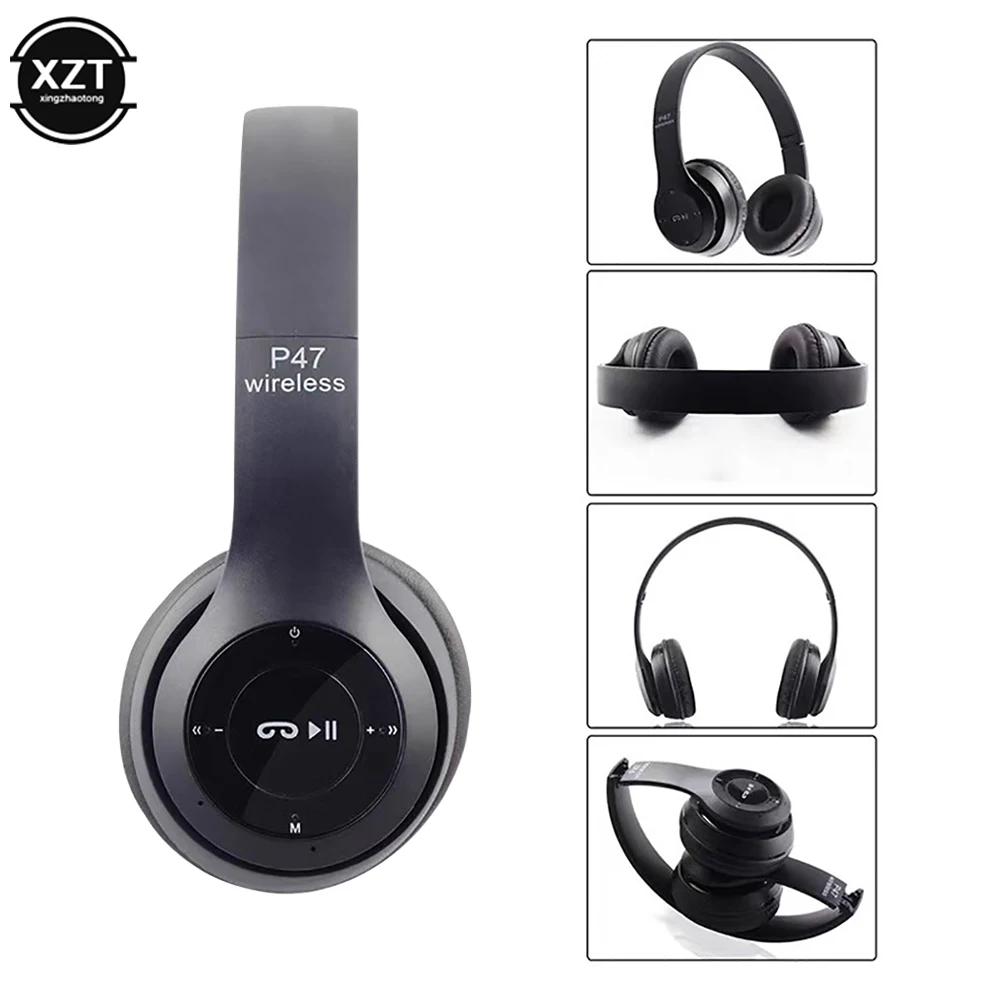 Head-mounted Wireless 5.0 Bluetooth Earphone with Memory TF Card Audifono FM Headset for iPhone Samsung Huawei Xiaomi Headphone