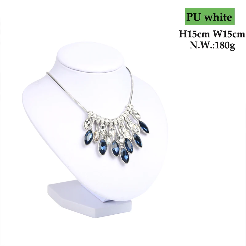 New Easy Clean White PU Chain Necklace Packaging Model Bust Show Pendant  Wholesale Jewelry-accessories Storage Shelf Gift Boxes