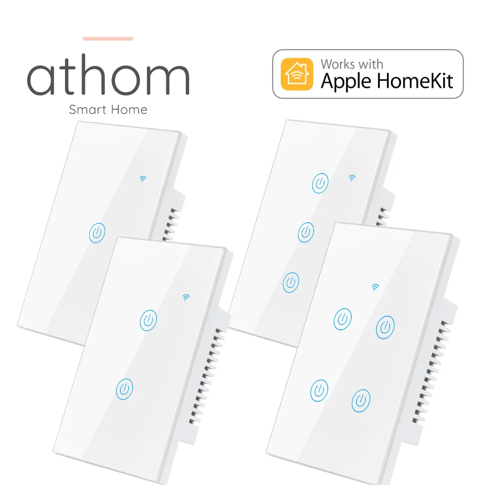 Athom Smart Home US Homekit WiFi Smart Switch Touch key  Siri Control Timing  Schedule  1/2/3/4 Gang