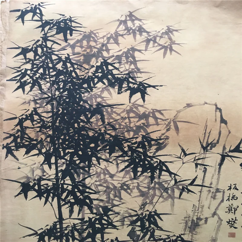 Pittura di bambù di Zheng Banqiao della vecchia immagine cinese della carta di riso