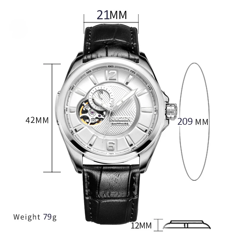 Automatic Mechanical Watch Men WristWatches Waterproof NH39 Brand Sapphire Luxury Skeleton Tourbillon Watch Men Clock NAKZEN6037