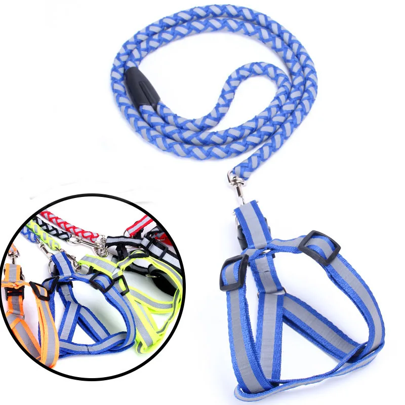 Reflective Strap Vest Dog Harness and Leash Set Round Wave Nylon Leashes for Small Medium Dogs Puppy Harness Pet Shop Supplies#l