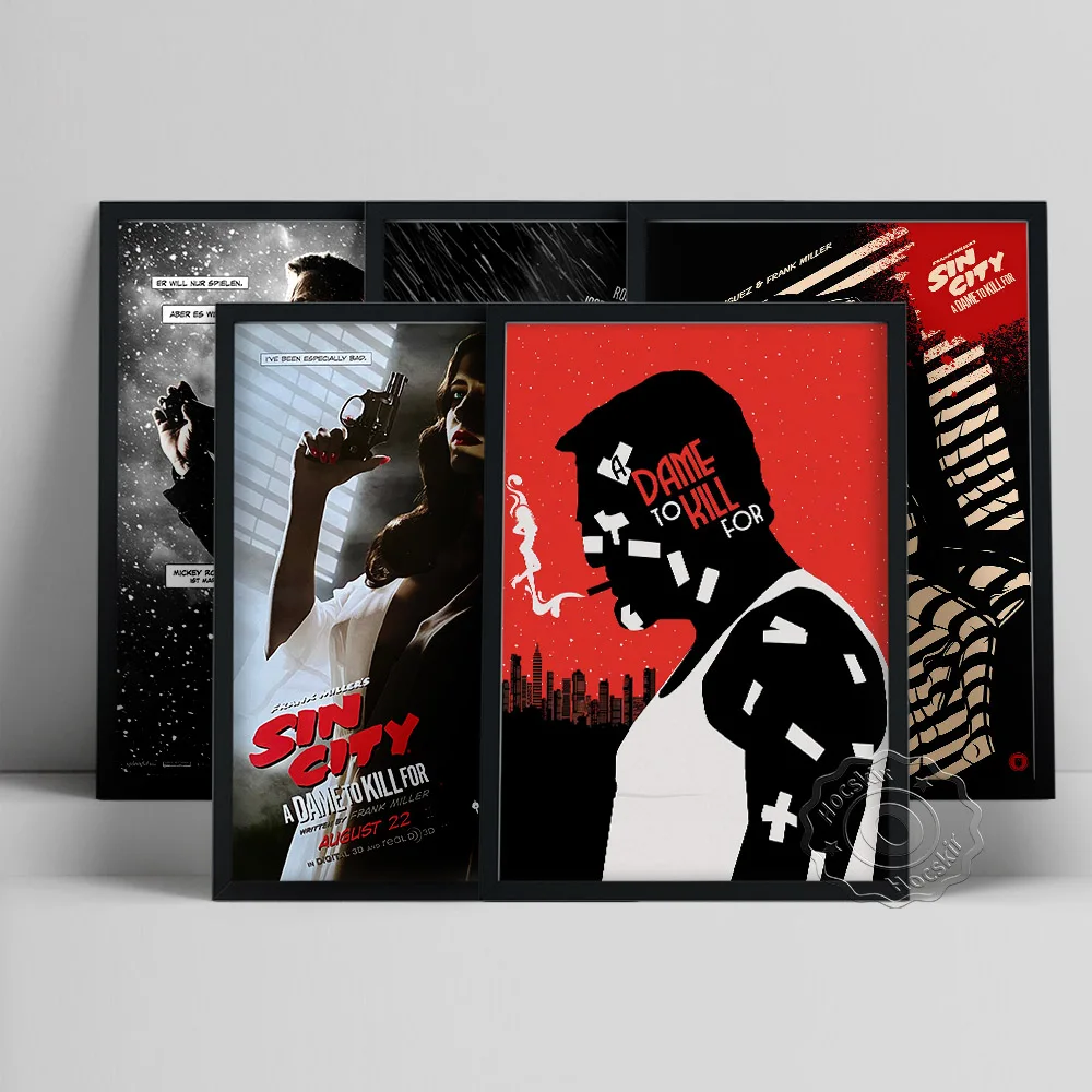 Sin City Movie Poster, Black White Film Character Wall Painting, Sin City Wall Stickers, Killer Abstract Wall Picture, Fans Gift