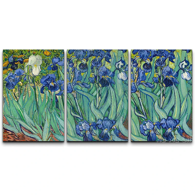 Canvas Print Wall Art Irises Nature Wilderness Illustrations Relax Calm Multicolor For Living Room Bedroom Office Decor