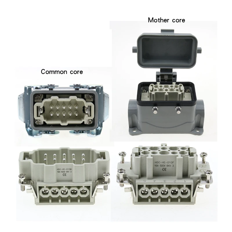 Rectangular heavy-duty connector he-10-5-10 10 core side ejection base  cover  high base cover aviation plug 16A