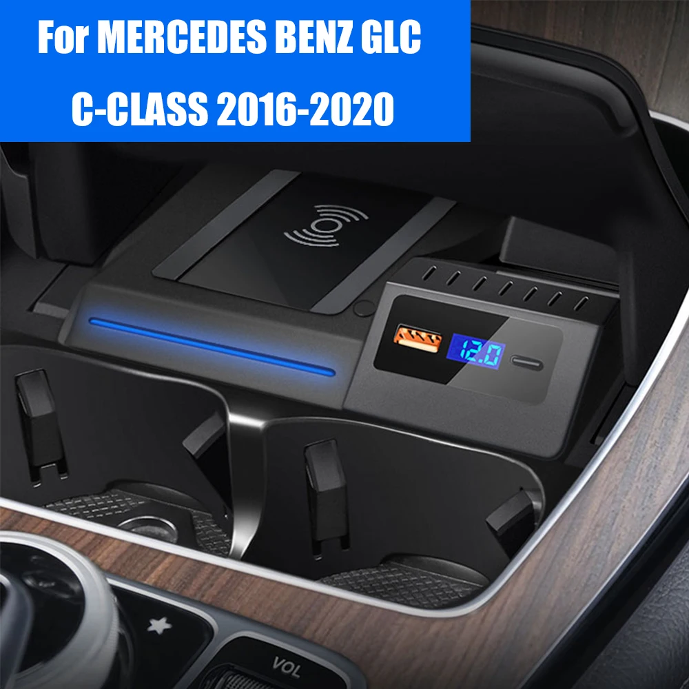 

For Mercedes Benz C-Class 2016-2020 GLC W205 AMG C43 C63 AMG GLC 43 GLC63 X253 Car Wireless Charger Fast Charging Accessories