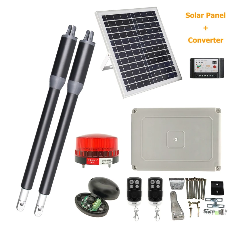 200KG Solar Energy Electric Swing Gate Opener Drive with Remote Control Solar Panel DC 24V Swing Door Motor Operator No Battery