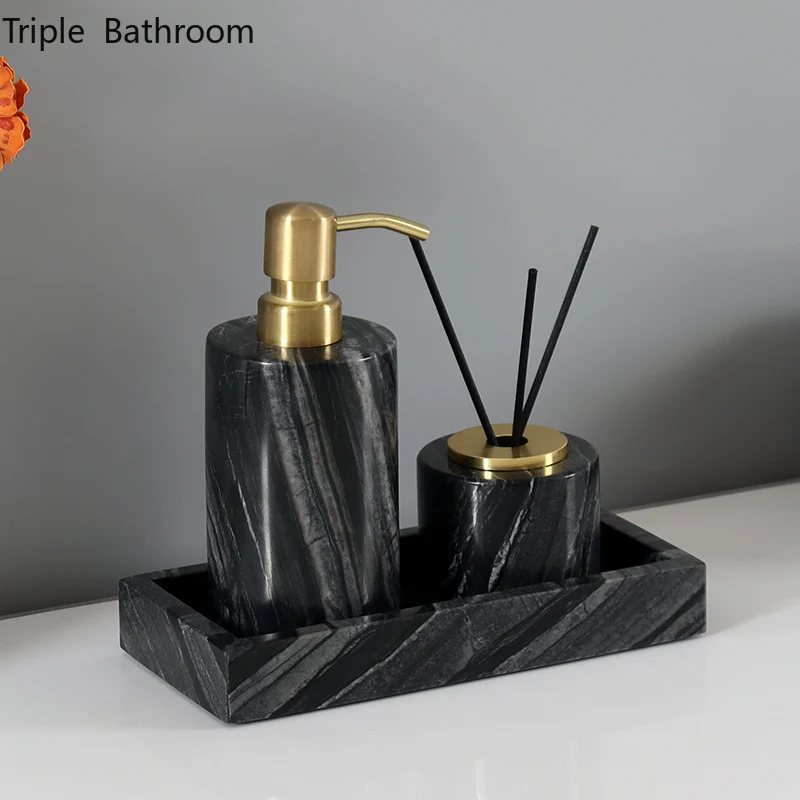 1pc Natural Marble Soap Dispenser Hotel Toilet Shower Gel Shampoo Dispensing Bottle Bathroom Accessories Empty Pump Bottle