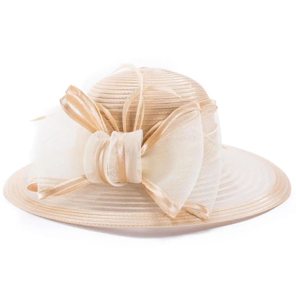 Lawliet Womens Satin Ribbon Sun Summer Hat Church Designer Couture Bridal Kentucky Derby Cap A584