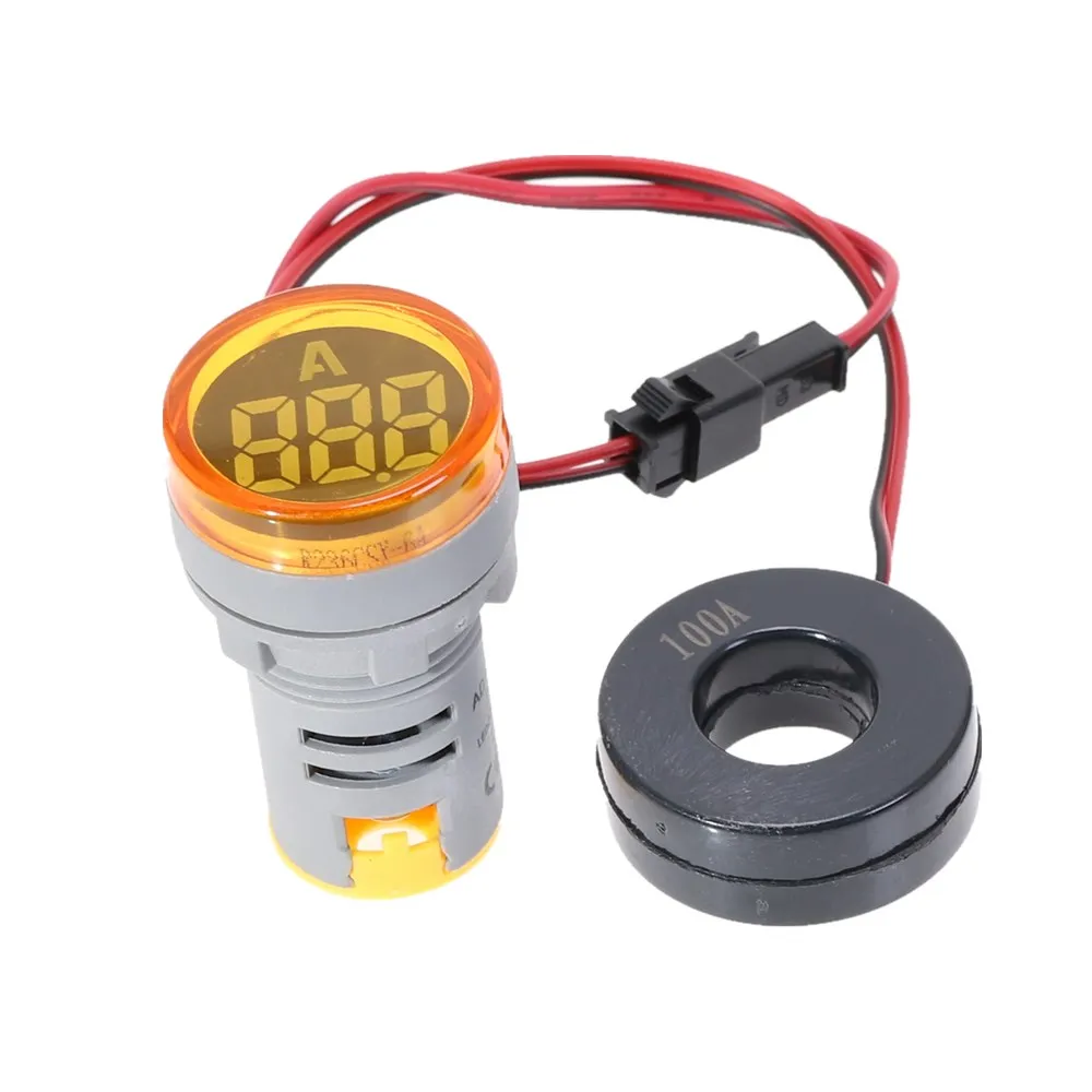 22mm Mini Indicator Led Light Lamp Digital Voltmeter Voltage 20-500V Amp Meter 0-100A AC101-22AM