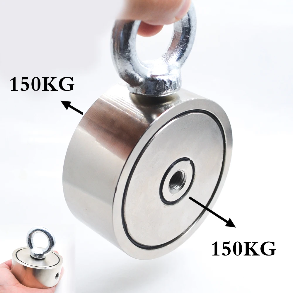 Forte magnete al neodimio ricerca su entrambi i lati gancio magnetico D48 - D74mm portabicchieri magnetico per pesca di salvataggio Super potente