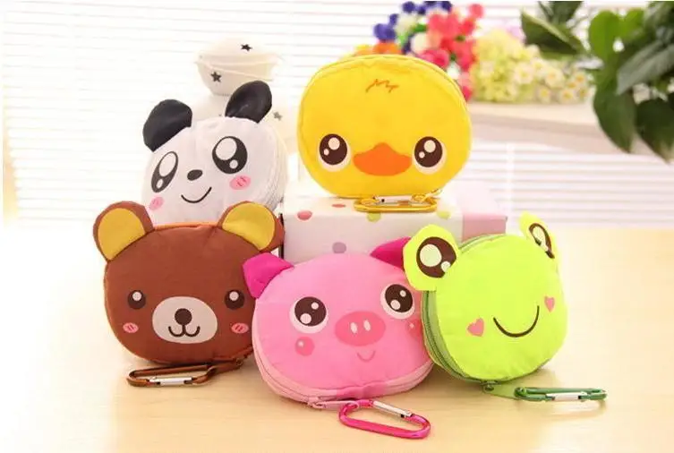 Hot New Reusable Cute Animal Cartoon Portablelovely Folding Eco Shopping Waterproof Travel Bag Pouch Tote Handbag Wholesale