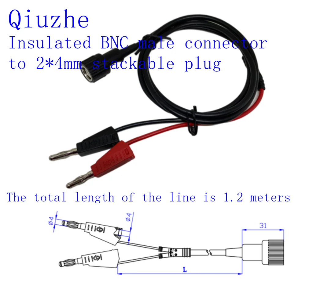 Soft Coaxial Cable Insulation, BNC Male Turn, 4mm Stacked Banana Plug Used for Oscilloscope Test, High Quality, 50 ohm