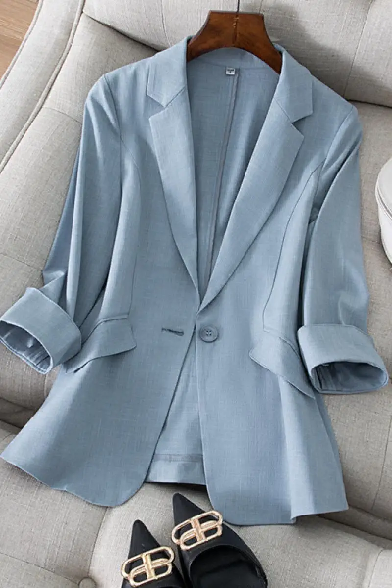 

Linen Three-Quarter Sleeve Suit Jacket Office Professional Women's Autumn And Summer Elegant And Chic Business Wear