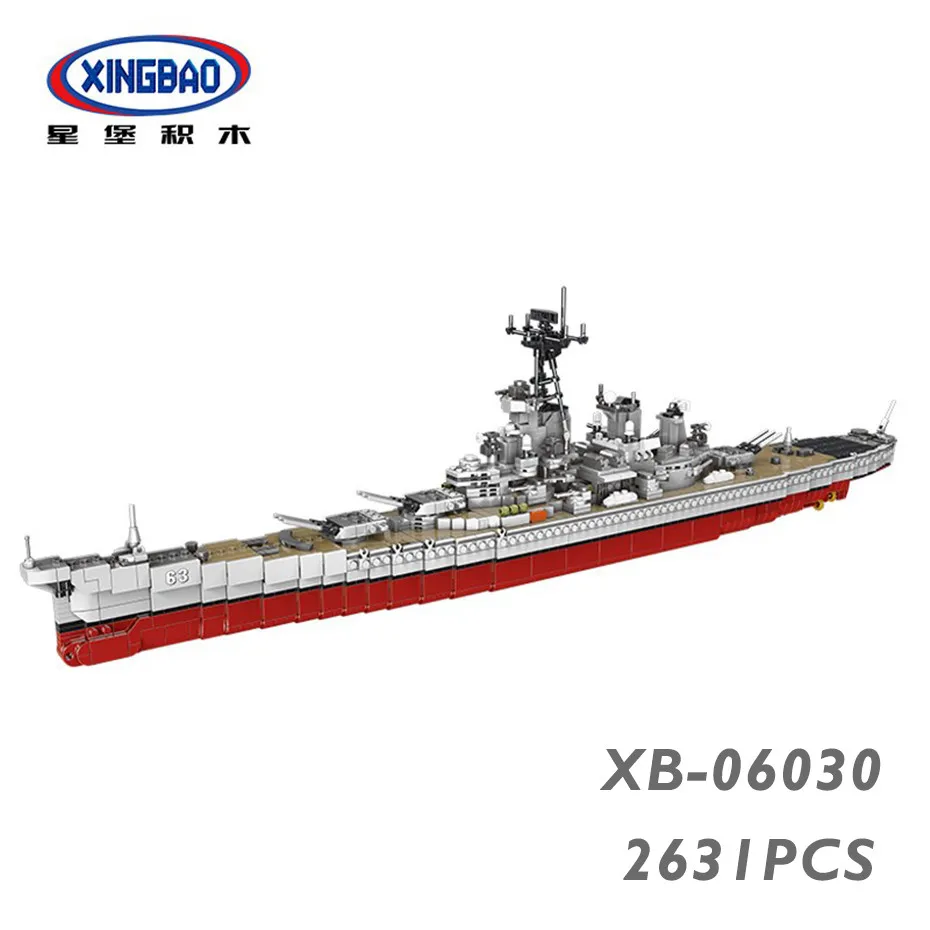 XINGBAO NEW Military Army Ship Series Classic USS Missouri Battleship Missile Destroyer Building Blocks Vessel Bricks Juguetes