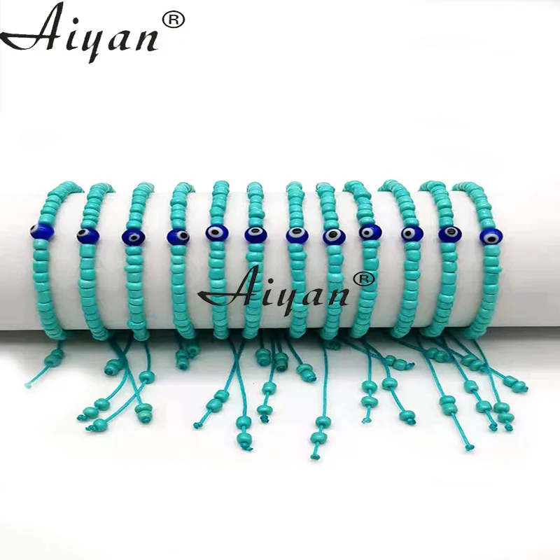 12Pieces 6MM Glass Blue Eyes Beads And 4MM Glass Rice Beads Bracelets Protective Effect  Against Evil Can Hung  Any  Accessories